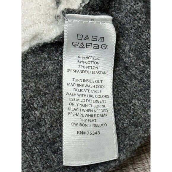 Kaisely Womens Dark Gray and Cream Striped Sweater Long Sleeve Ribbed Medium - Picture 9 of 14